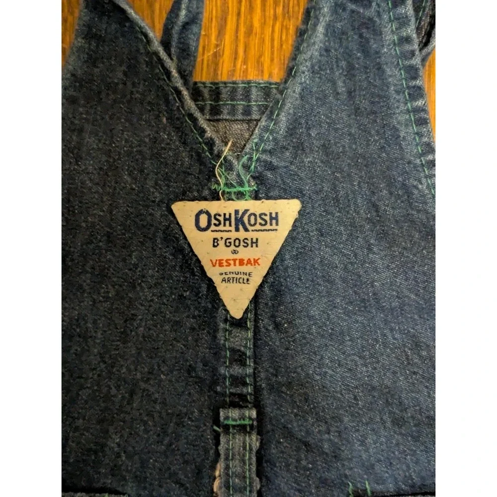 Vtg Oshkosh B'Gosh Denim Overalls Baby 6-9 Mos Airplanes Plane Plaid Bear‎ USA